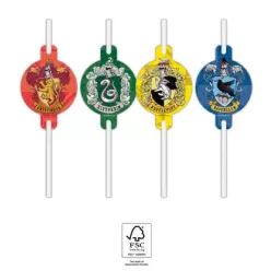 4pcs Paper Straw HARRY POTTER HOGWARTS HOUSES