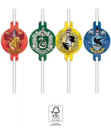 4pcs Paper Straw HARRY POTTER HOGWARTS HOUSES