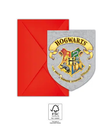 6pcs Birthday invitation and envelope HARRY POTTER HOGWARTS HOUSES
