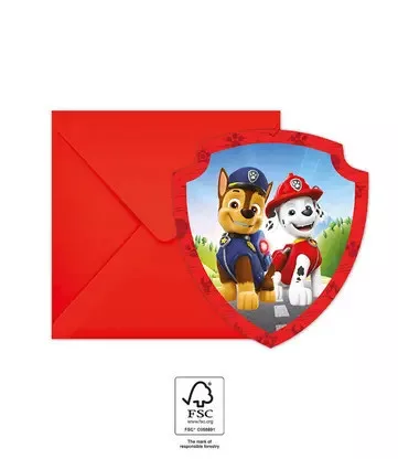 6pcs Paw Patrol Birthday Invitation and Envelope