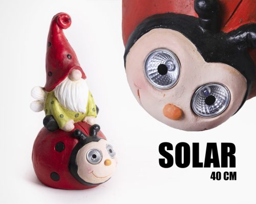 OUTDOOR SOLAR NOSE GNOME+LADYBUG 40