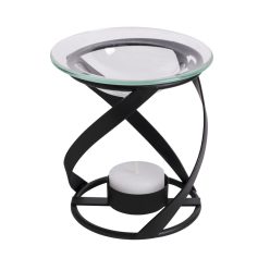 METAL OIL LAMP+CANDLE BLACK 11
