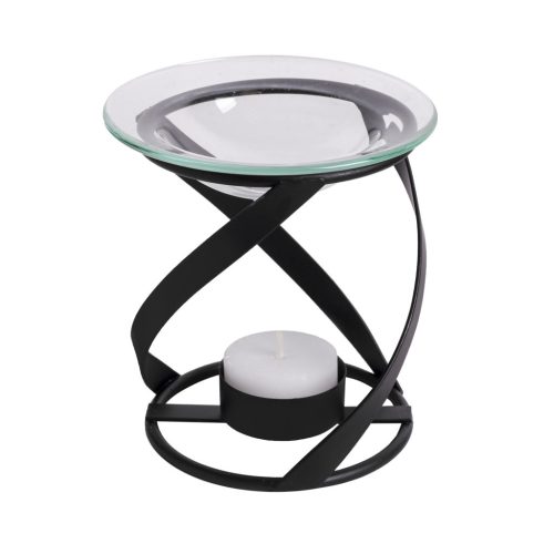 METAL OIL LAMP+CANDLE BLACK 11