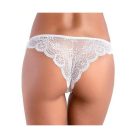 Women's lace material thong panties - white - S