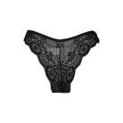 Women's lace material thong panties - black - XS