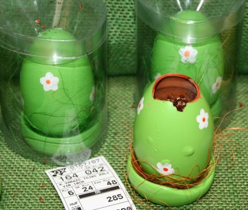 K.DECOR EGG GREEN+FLOWER 10CM