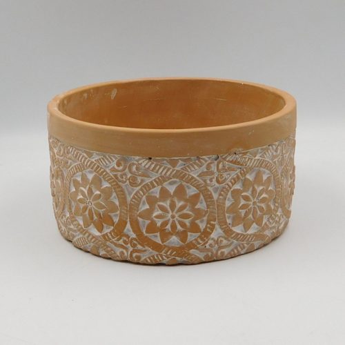 WET.BASKET.PLATE TERRACOTTA FLOWER17*9
