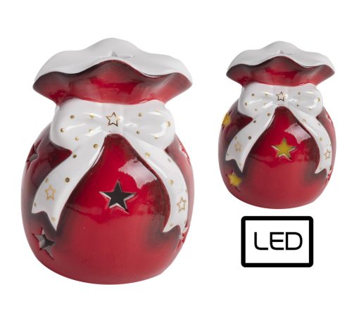 PORCELAIN LED SACK BURGUNDY 9*11.8