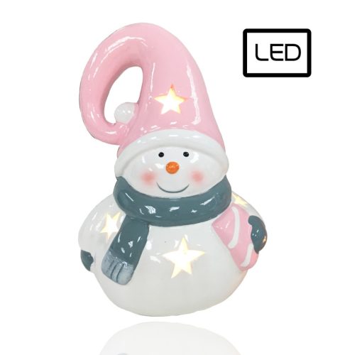 PORCELAIN SNOWMAN+LED CHUBBY 12.6