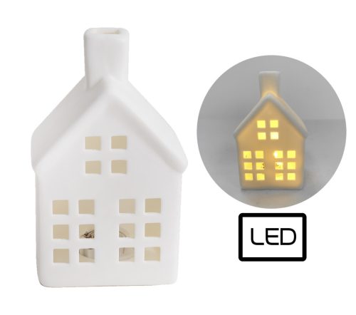 PORCELAIN LED HOUSE+CHIMNEY WHITE11.3