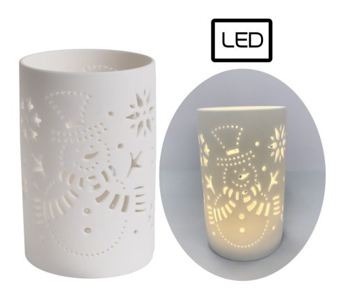 PORCELAIN LED LANTERN SNOWMAN WHITE13