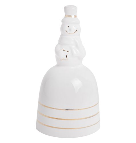 PORCELAIN BELL+SNOWMAN WHITE/RED13.5