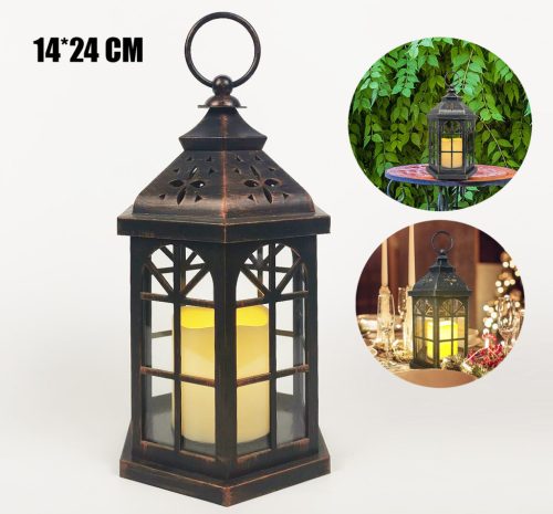 LANTERN 6-SIDED+CANDLE 14*24