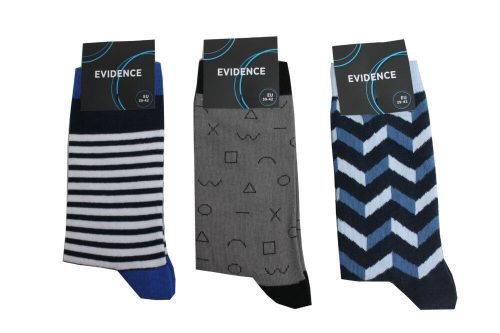 Men's cotton socks - 3 pairs - blue - patterned - Evidence