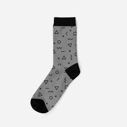   Men's cotton socks - grey - geometric patterned - Evidence