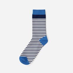   Men's cotton socks - white-dark blue - striped - Evidence
