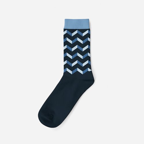 Men's cotton socks - blue - parquet patterned - Evidence