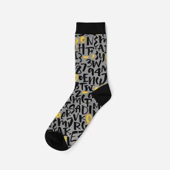 Men's cotton socks - grey letter patterned - Evidence