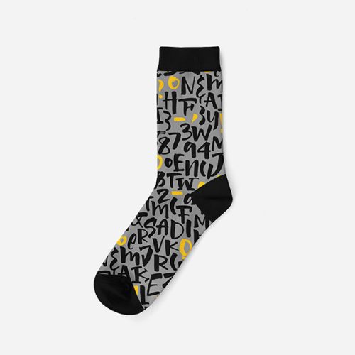 Men's cotton socks - grey letter patterned - Evidence