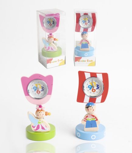 WOODEN CLOCK/SPRING FAIRY/PIRATE