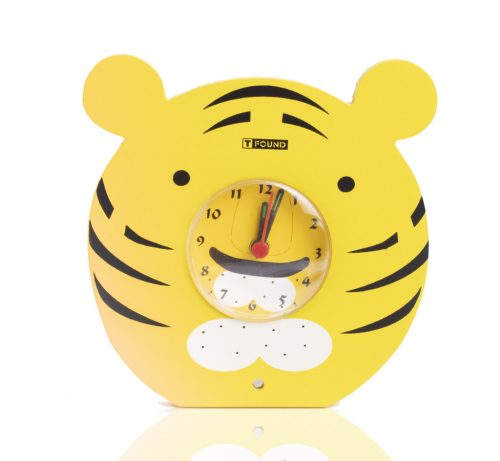 YELLOW TIGER CLOCK 12CM