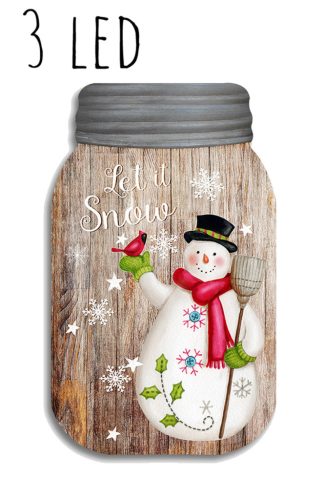 PICTURE + 3 LED DÜ. SNOWMAN 17 * 28