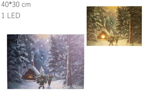 PICTURE+1LED FOREST CABIN 40*30