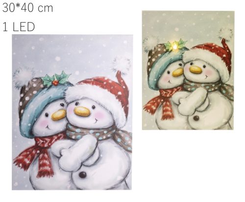 PICTURE+1LED CUTE SNOWMAN30*40
