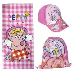 Beach set - Baseball cap + gym bag + towel - Peppa Pig
