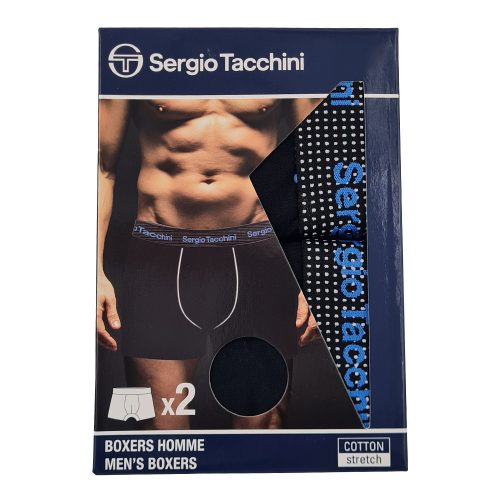 Sergio Tacchini férfi pamut boxeralsó - 2 db/csomag - fekete kék felirattal - XXL