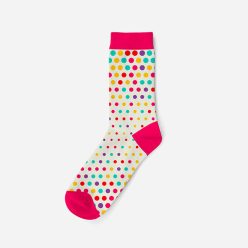   Women's cotton socks - white-pink - polka dot - Evidence