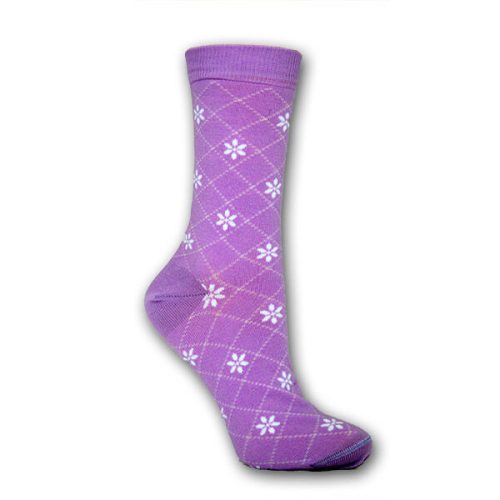 Women's socks - cotton ankle socks - 39-42 - small purple floral pattern - Evidence