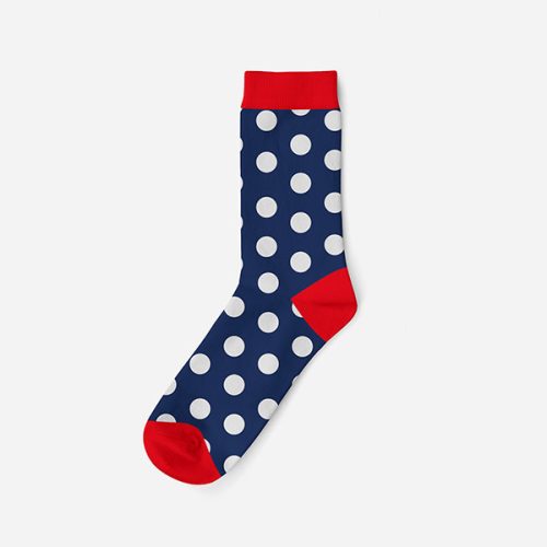 Women's cotton socks - dark blue-red - polka dot - Evidence