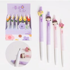 GEL PEN BERET GIRL+FLOWER 4S