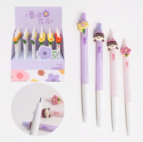 GEL PEN BERET GIRL+FLOWER 4S