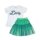 Flower patterned cotton t-shirt - mint green tulle skirt set for girls - 116