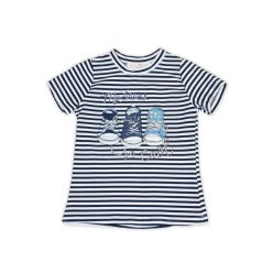   Cotton shirt with rhinestones, decorated with shoe pattern - striped - 104