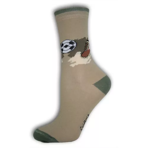 Children's ankle socks - cotton ankle socks - 23-26 - khaki with soccer balls - Evidence