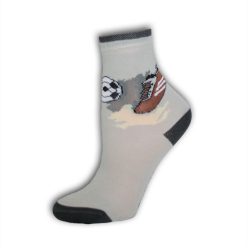   Children's ankle socks - cotton ankle socks - 23-26 - gray with soccer balls - Evidence