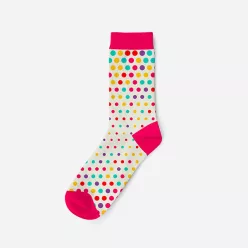   Children's cotton socks - white-pink - polka dot - Evidence