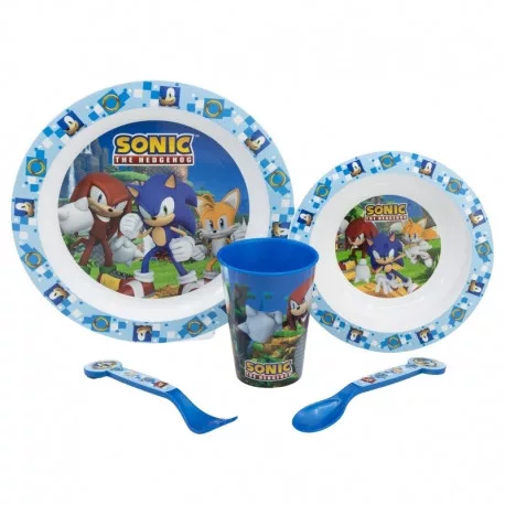 Sonic 5 részes mikrózható étkészlet (lapos tányér|mély tányér|villa|kanál|pohár)