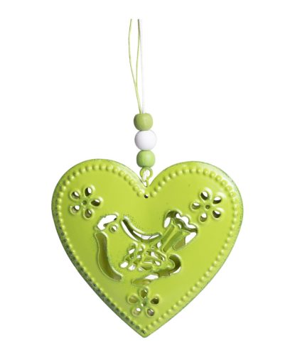 DEK.METAL HANGING HEART GREEN10ZHI