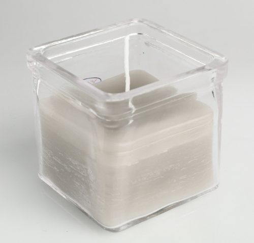 Ü.WOODEN TRAY CUBE+CANDLE 6.5*6.5