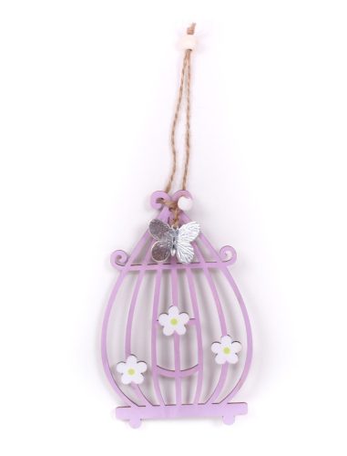 DEK.WOOD CAGE+FLOWER LIL.22CM