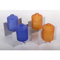 METAL OIL LAMP*2 YELLOW/BLUE GLASS