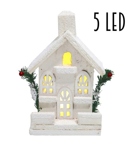 WOODEN HOUSE+5LED 3WINDOW+2WOODEN TREE 22