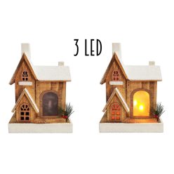 WOODEN HOUSE BROWN/WHITE DOOR 18+3 LIGHTS 24*34