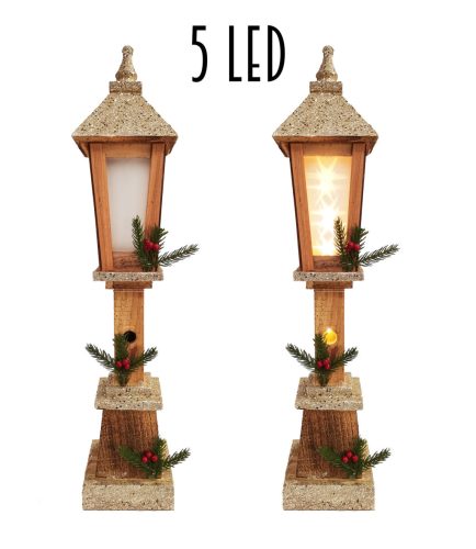 WOODEN STREET LAMP GOLDEN+5 LED 12*60