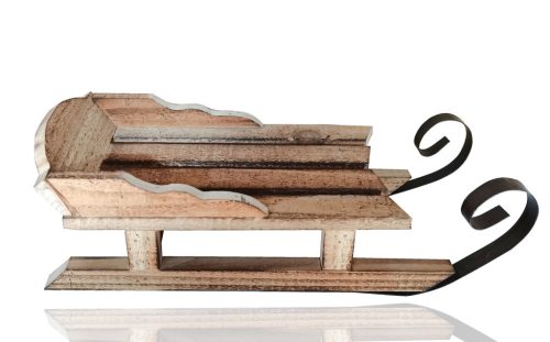 WOODEN SLED NATURAL SKY34*14*11
