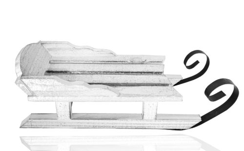 WOODEN SLED WHITE    34*14*11